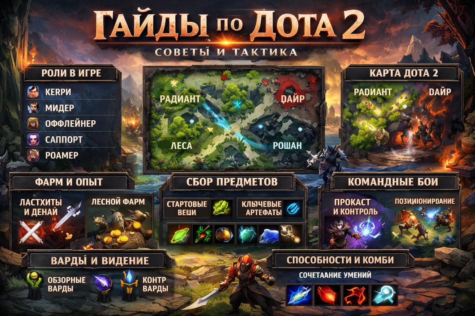 Dota 2 гайд 2026 лейнинг на всех ролях